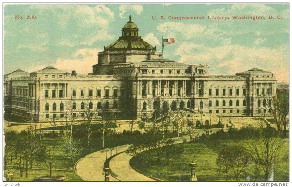 USA – United States – U.S. Congressional Library, Washington D.C. 1911 Used Postcard [P3655] - Washington DC