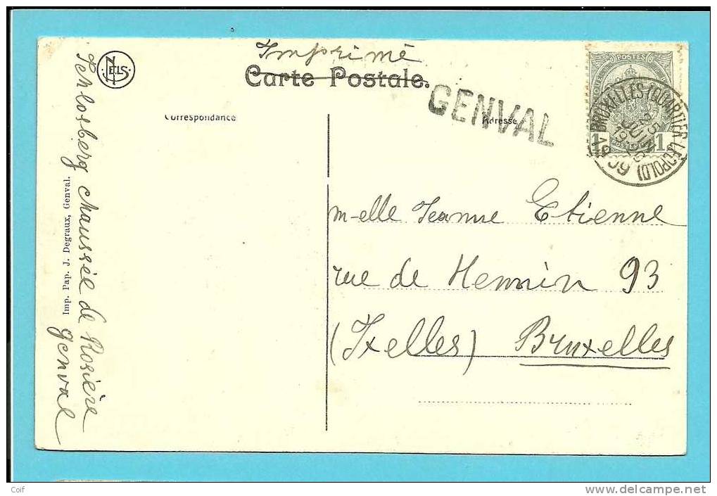 81 Op Kaart "Genval-les-Eaux" Met Stempel BRUXELLES, Met Naamstempel (Griffe) GENVAL - Linear Postmarks
