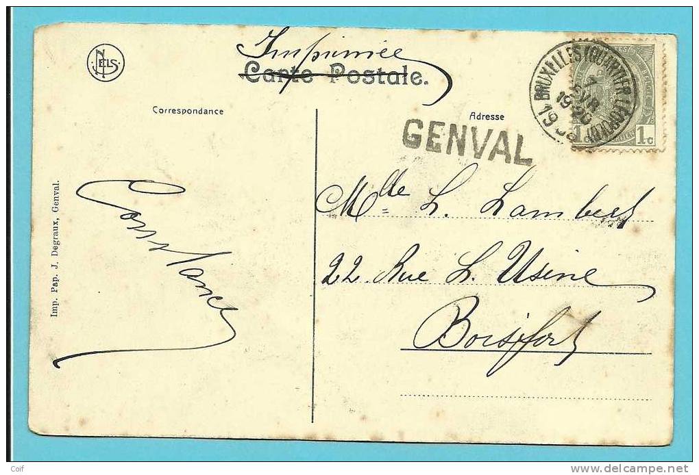 81 Op Kaart "Genval-les-Eaux" Met Stempel BRUXELLES, Met Naamstempel (Griffe) GENVAL - Griffes Linéaires