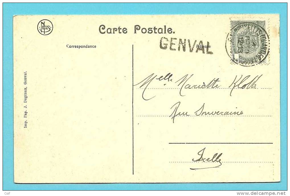 81 Op Kaart "Genval-les-Eaux" Met Stempel BRUXELLES, Met Naamstempel (Griffe) GENVAL - Langstempel