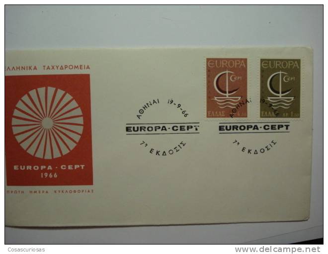 128 GRECIA GREECE HELLAS FDC SPD COVER EUROPA 1966 - 1966
