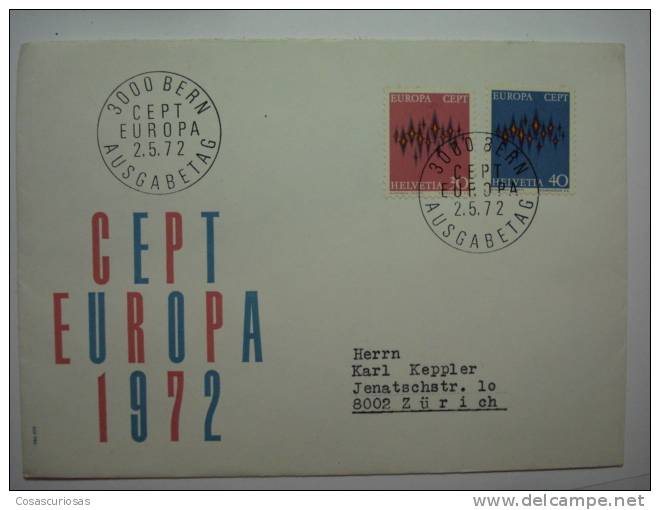 235  HELVETIA SWISS SUISSE SUIZA  FDC SPD COVER EUROPA YEAR 1972 - 1972