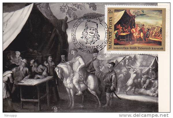 Hungary 1976 Paintings 2flo Camp Of Kuruks Maximum Card - Tarjetas – Máximo