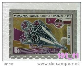 SPACE: Spaceship Soyuz 30 Intercosmos - International Space Fly Programm USSR-Poland / Old Soviet Badge USSR_151_sp7423 - Espace