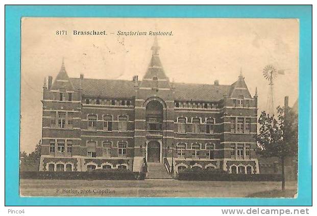 BELGIO BRASSCHAET SANATORIUM RUSTOORD CARTOLINA FORMATO PICCOLO VIAGGIATA NEL 1921 - Other & Unclassified