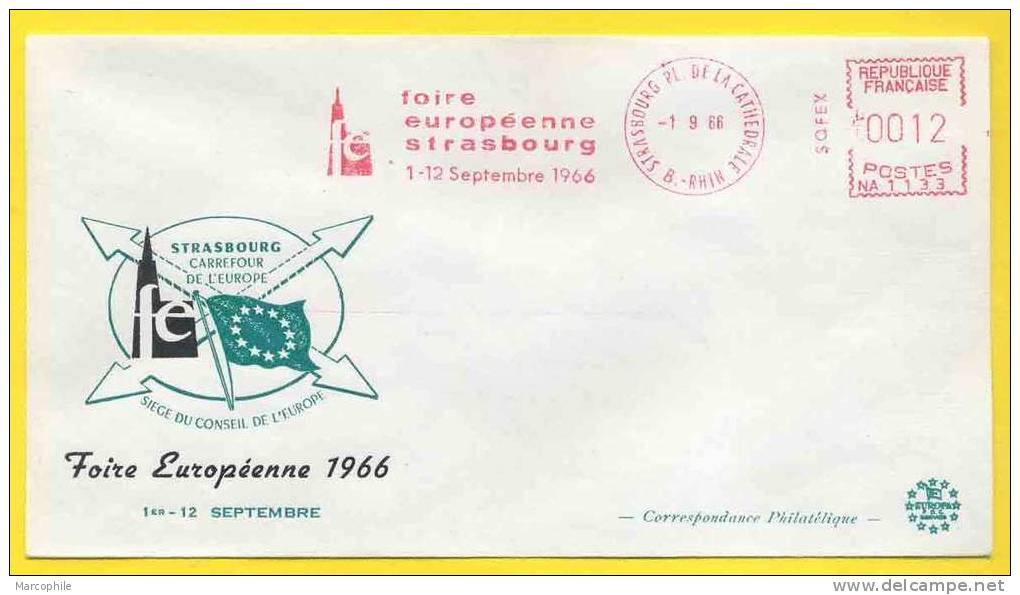 STRASBOURG - FOIRE EUROPEENNE - CATHEDRALE  / 1966 EMA SECAP ILLUSTREE SUR LETTRE (ref 259) - Covers & Documents