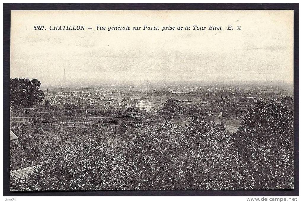 CPA  ANCIENNE- FRANCE- CHATILLON (92)- VUE GENERALE SUR PARIS PRISE DE LA TOUR BIRET - Châtillon