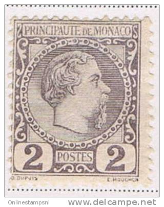 Monaco : 1885, Yvert Nr 2, Neuf Avec ( Ou Trace De) Charniere - Neufs