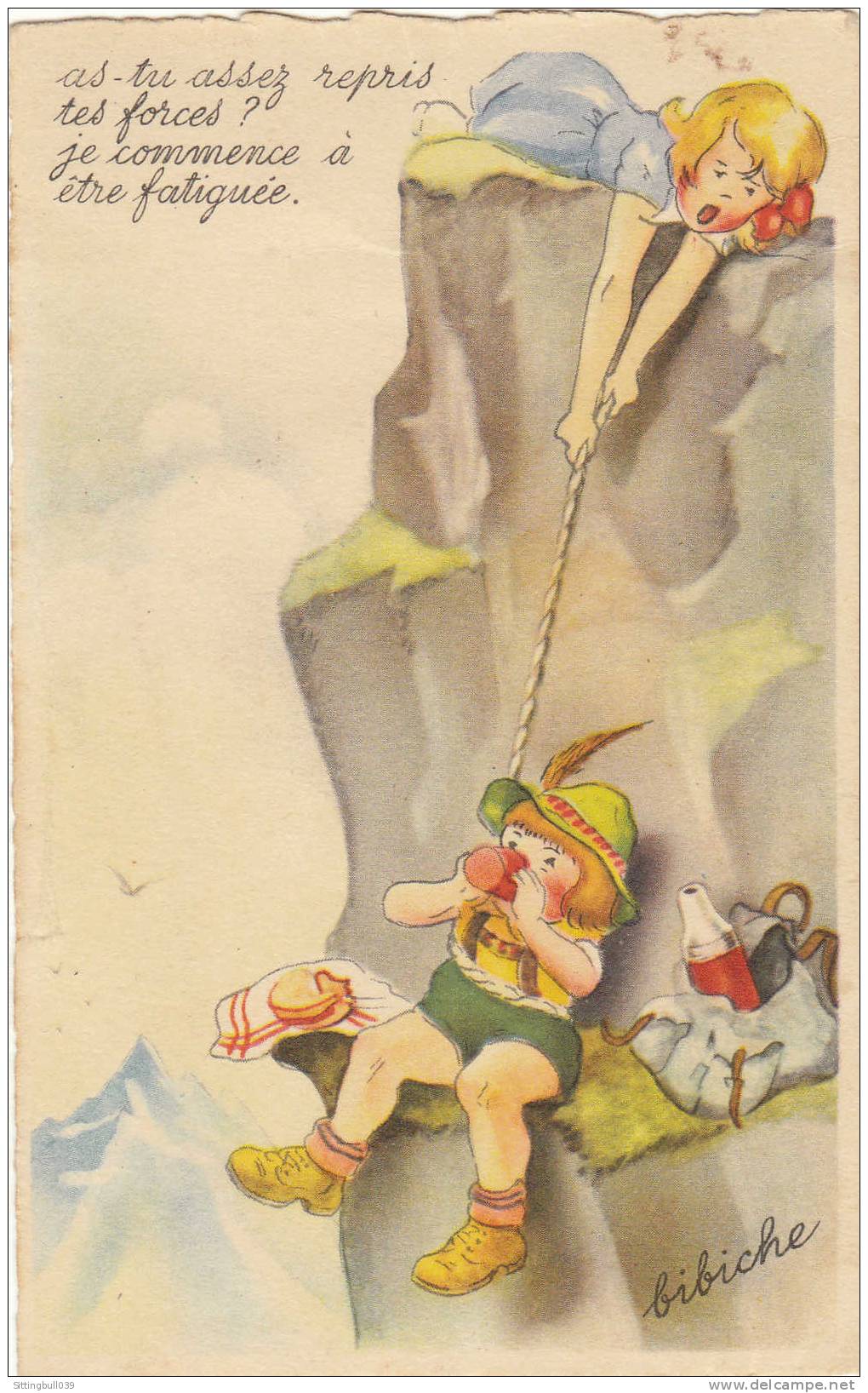 BLANCHARD / Pierre PROBST. BIBICHE. CPA. Scène D' Alpinisme. Années 1945/50. - Bandes Dessinées