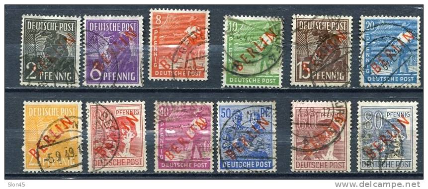 Germany 1949 Mi 21-32 Used Overprint "BERLIN" In RED HiCV - Usados