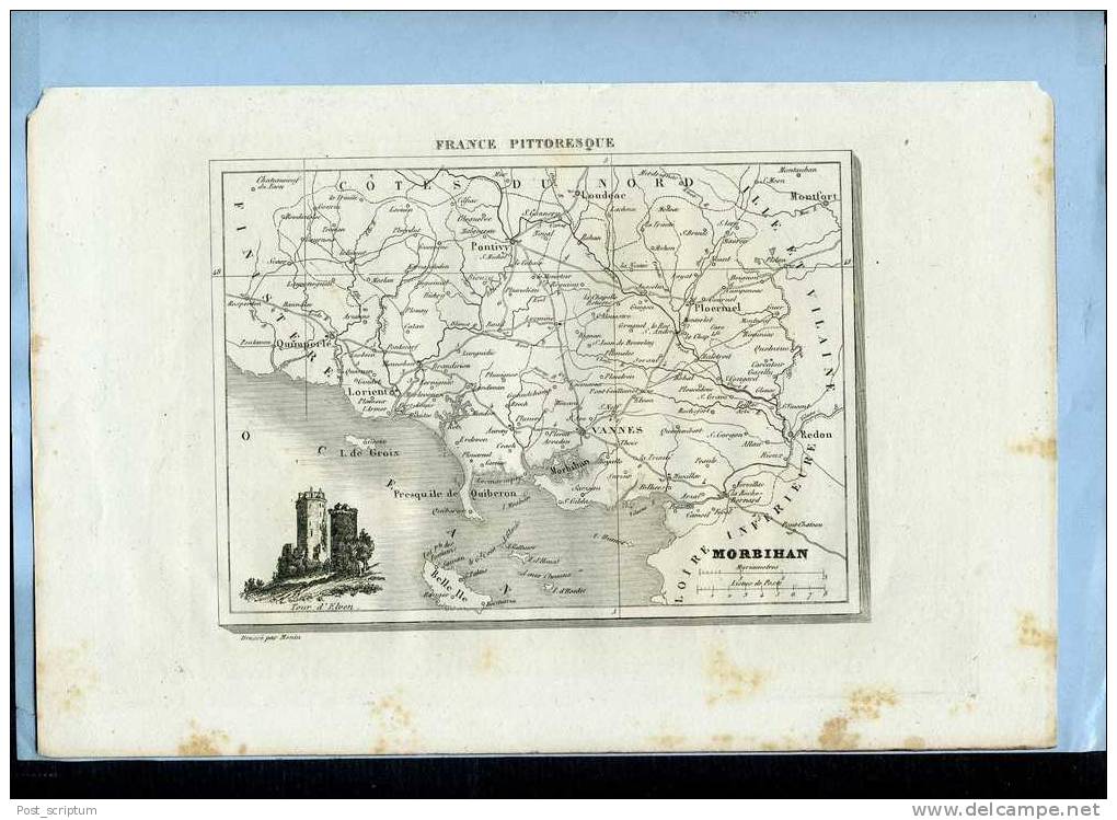 Vieux Papiers - Carte Routière - Morbihan - Carte Dressée Par Monin - Strassenkarten