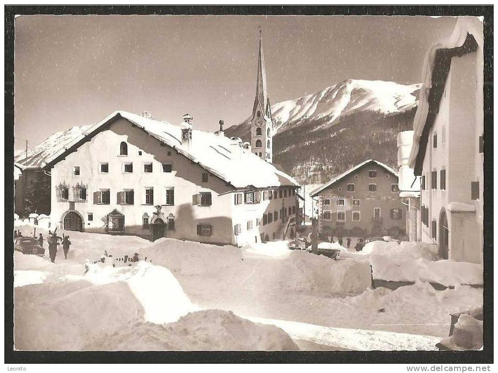 Zuoz Dorfpartie Mit Chesa Planta Und Crusch Alva 1961 - Zuoz