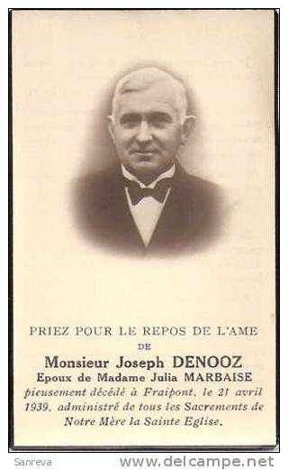 Fraipont  - Joseph  DENOOZ ép. Marbaise    + 1939 - Images Religieuses