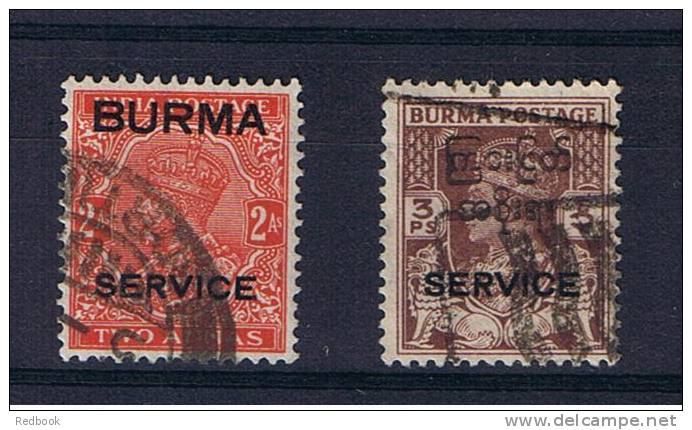 RB 727 - Burma Myanmar 2 Service Stamps Used - India Interest - Myanmar (Birmanie 1948-...)