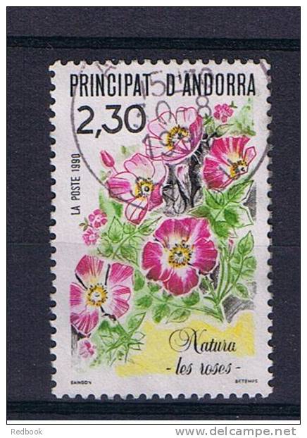 RB 727 - Andorra  France 1990 Fr 2.30 Fine Used Stamp - Nature Protection - Wild Roses - Usati