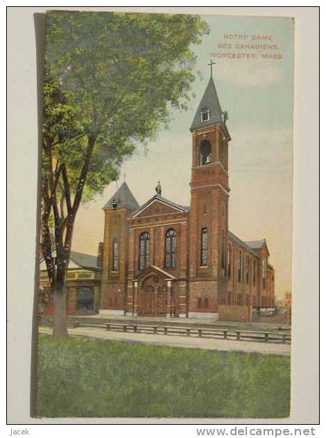 Worcester Mass Notre Dame Des Canadiens Old Postcard - Worcester