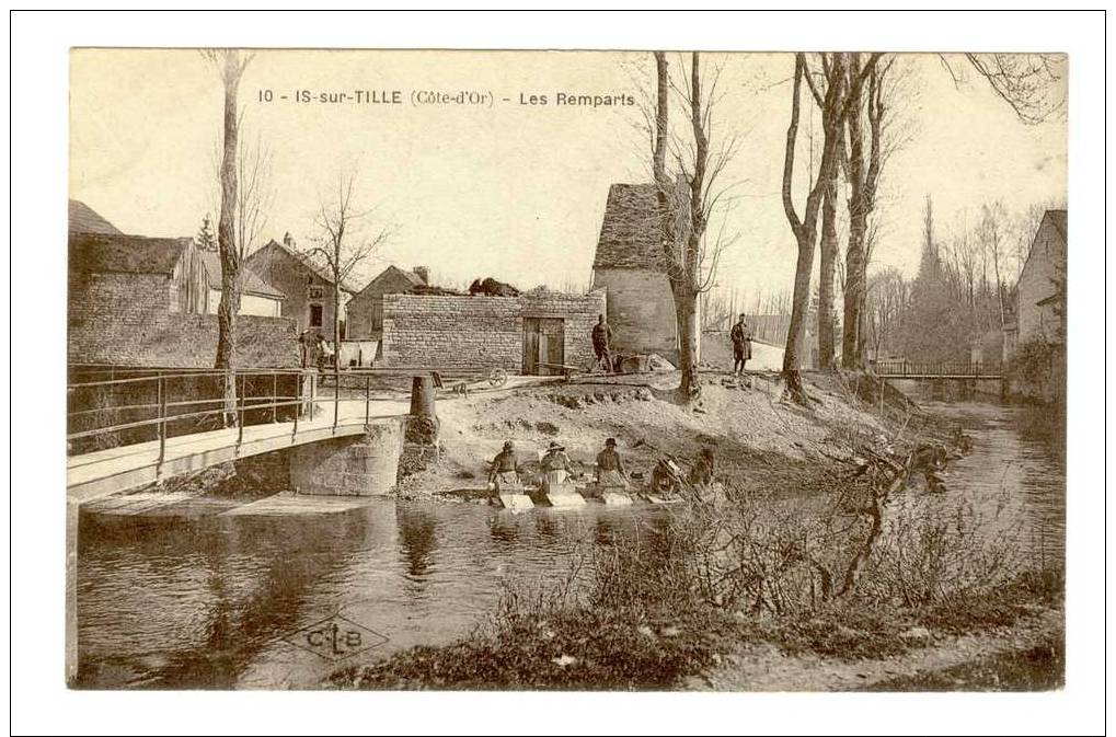 21 - IS SUR TILLE - Les Remparts - Lavandières - Présence De Soldats - TOP - Is Sur Tille