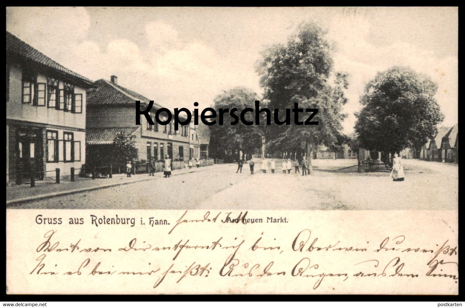 ALTE POSTKARTE GRUSS AUS ROTENBURG WÜMME IN HANNOVER AM NEUEN MARKT ANKUNFTSSTEMPEL BREMEN OBERNEULAND 1904 AK - Rotenburg (Wümme)