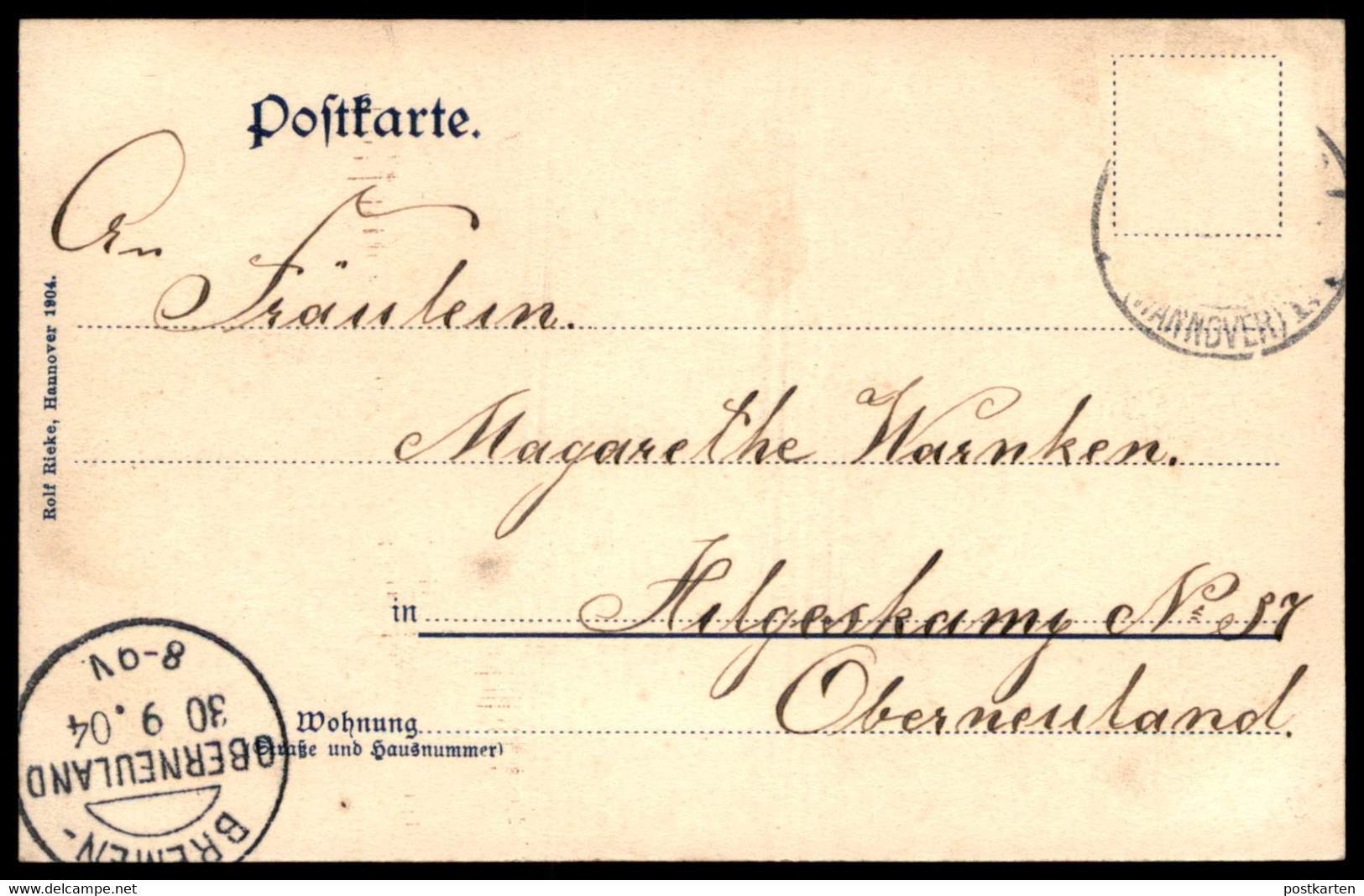 ALTE POSTKARTE GRUSS AUS ROTENBURG WÜMME IN HANNOVER AM NEUEN MARKT ANKUNFTSSTEMPEL BREMEN OBERNEULAND 1904 AK - Rotenburg (Wuemme)