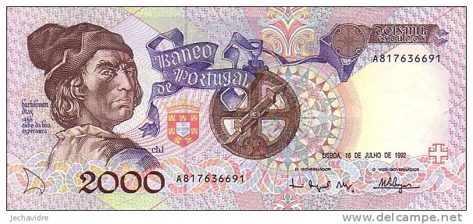 PORTUGAL   2 000 Escudos  Daté Du 16-07-1992   Pick 186c     ***** BILLET  NEUF ***** - Portugal