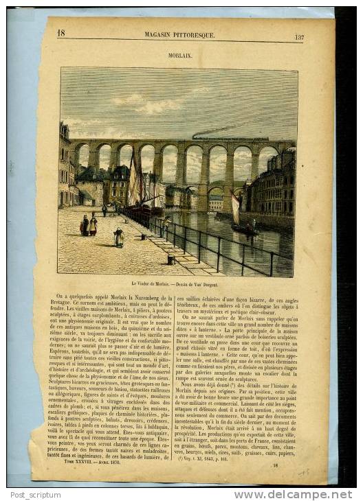 Gravure  Et Illustrations : Morlaix  (Finistère) : Viaduc, Rivière, Rue, Vue Générale - Prints & Engravings