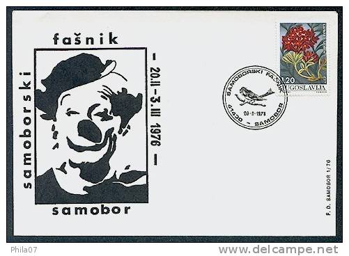 Yugoslavia - F. D. C. On The Occasion Of Samoborski Carnival 20. 02. 1976. With Commemorative Cancel And One Regular Iss - Carnaval