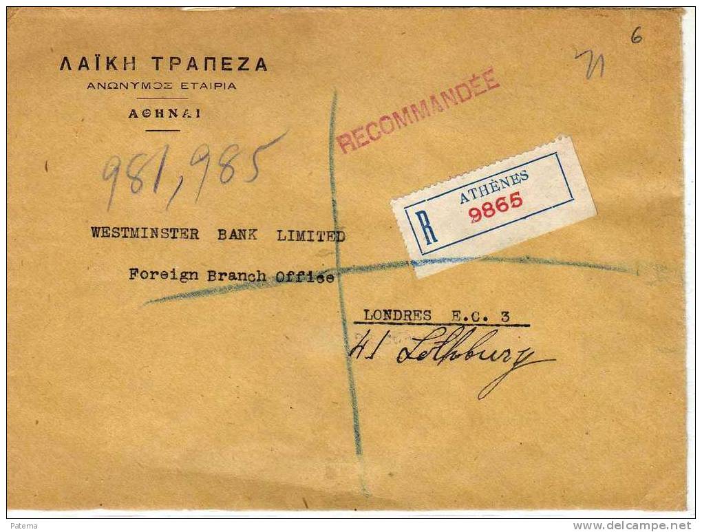 3244  Carta, Certificada ATENAS 1934, Grecia, Cover, Letter - Briefe U. Dokumente