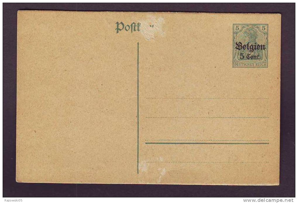 ENTIER POSTAL. CARTE POSTALE. TIMBRE. ..................BELGIQUE.BELGIE.LETTRE.ENVELOPPE - German Occupation