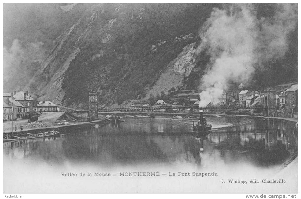 CARTE POSTALE DE LA VALLEE DE LA  MEUSE ( Monthermé ) Le Pont Suspendu - Montherme