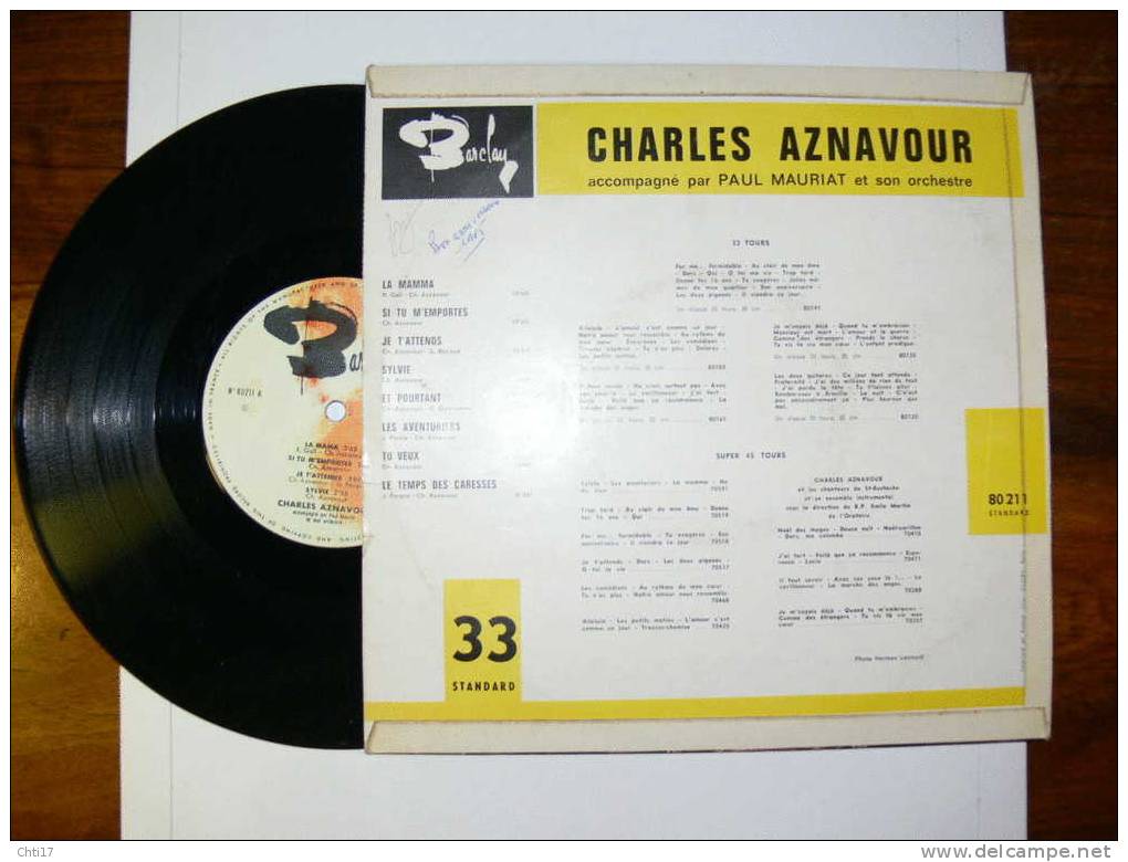 CHARLES AZNAVOUR " LA MAMMA  " BARCLAY 33 TOURS 25 CM - Collectors