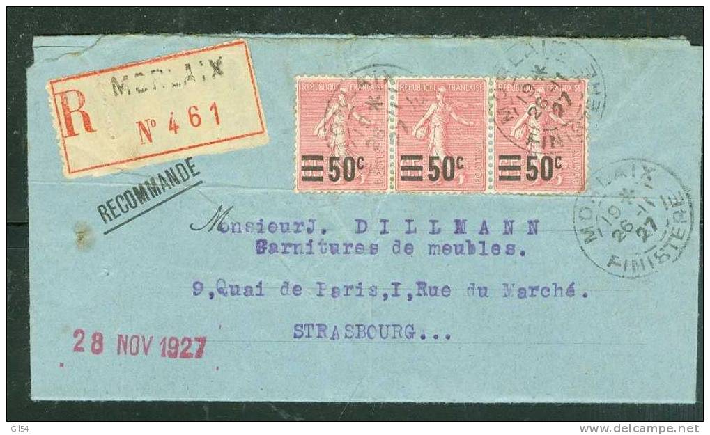 Y&amp;t N° 2224 X 3 Sur Lettre Recommandée De Morlaix En 1927 - LL13016 - Briefe U. Dokumente