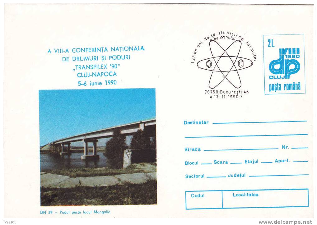 125 Years Since The Establishment Of Benzene Formula.!Cover Entier Stationery 1990 Oblit Concordante Romania. - Chimie
