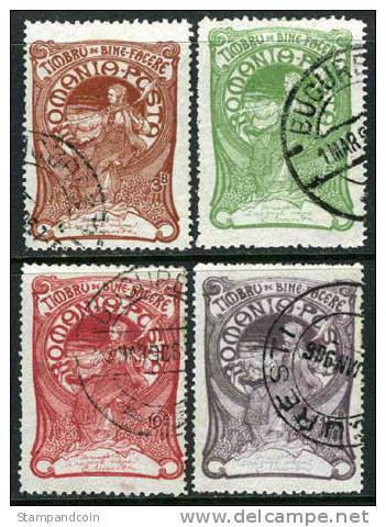 Romania B1-4 Counterfeit Used Semi-Postal Set (filler) From 1906 - Gebraucht