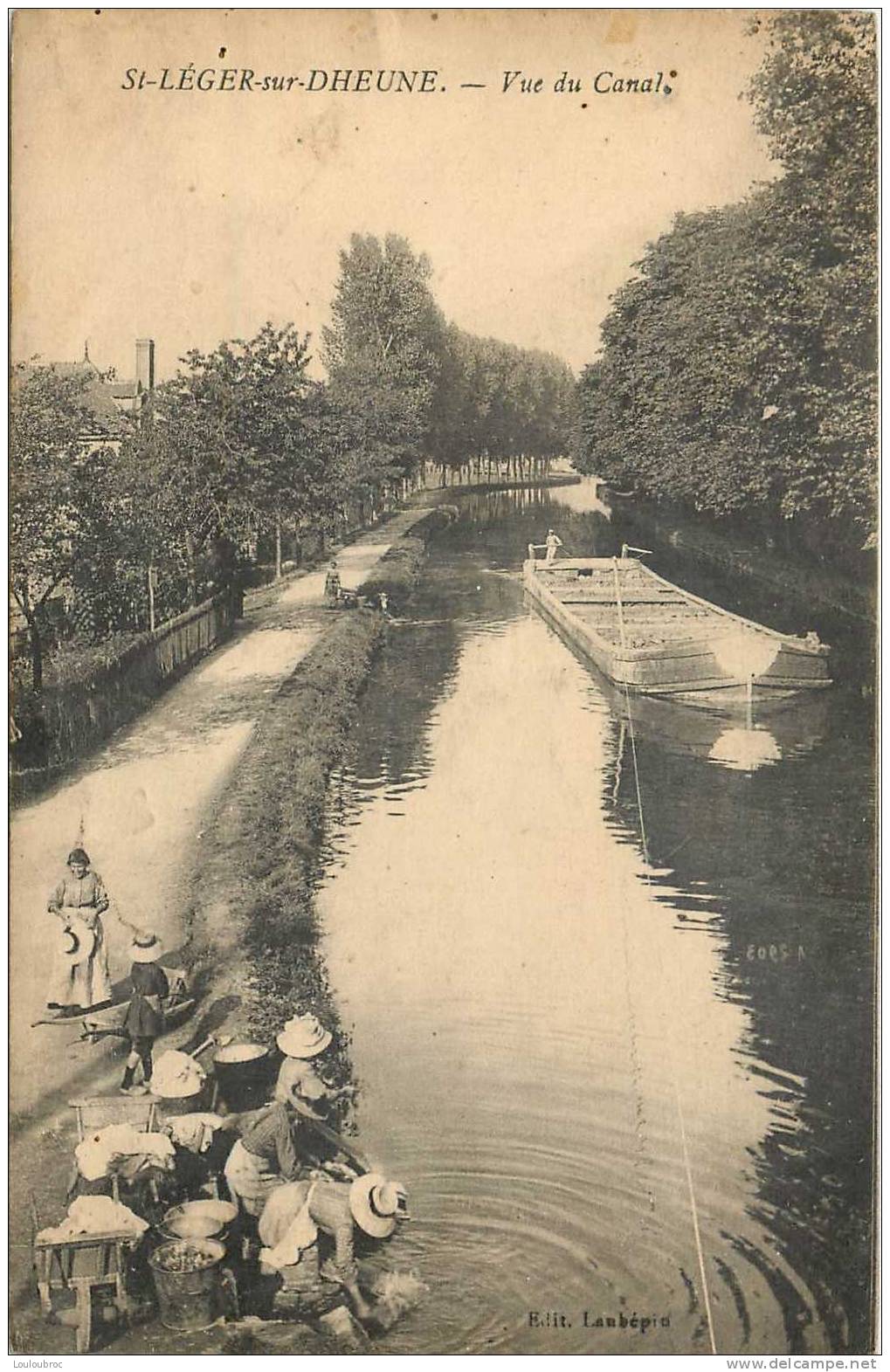 71 SAINT LEGER SUR DHEUNE VUE DU CANAL AVEC PENICHE ET LAVAGE DU LINGE - Autres & Non Classés