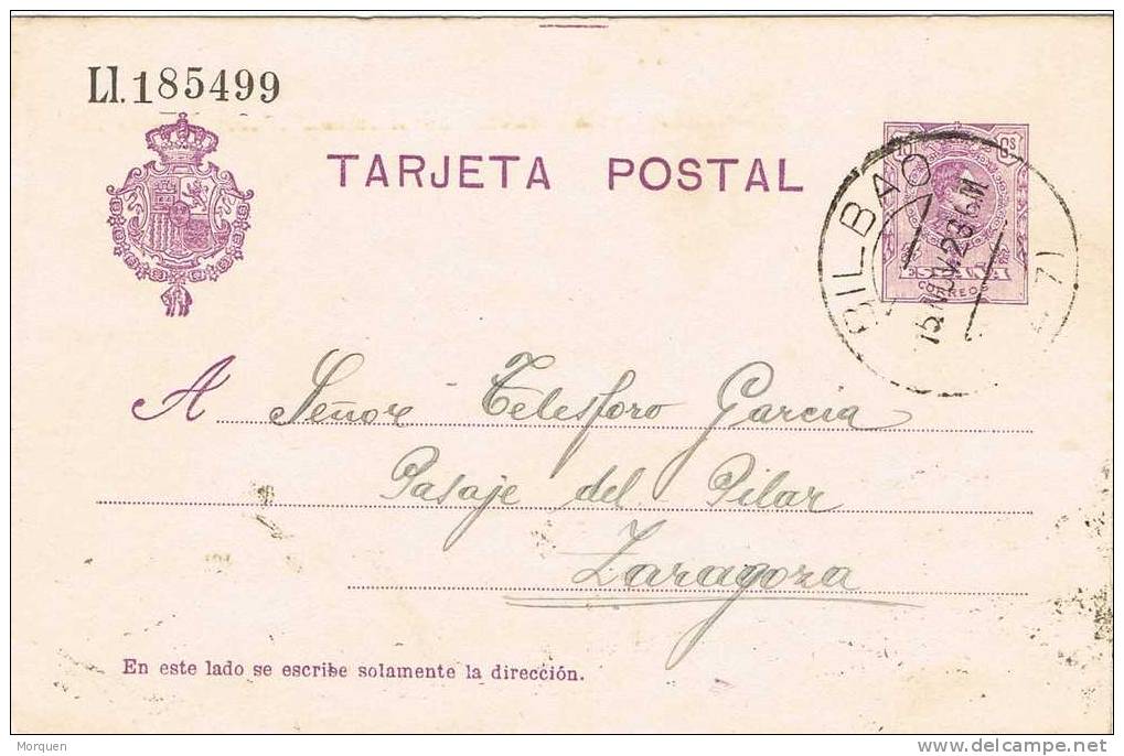 Entero Postal BILBAO 1923. Alfonso XIII Medallon - 1850-1931