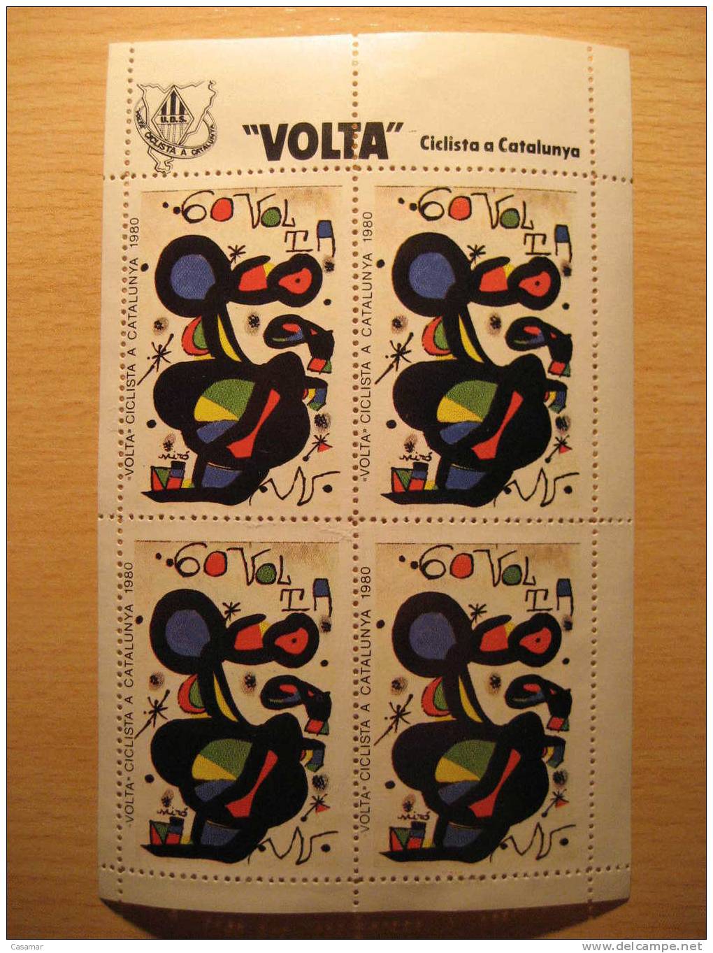 SPAIN 1981 Perforated Miro Volta Tour Giro Vuelta Cycling Cyclisme Bicycle Bloc 4 Poster Stamp Label Vignette Vi&ntilde; - Ciclismo