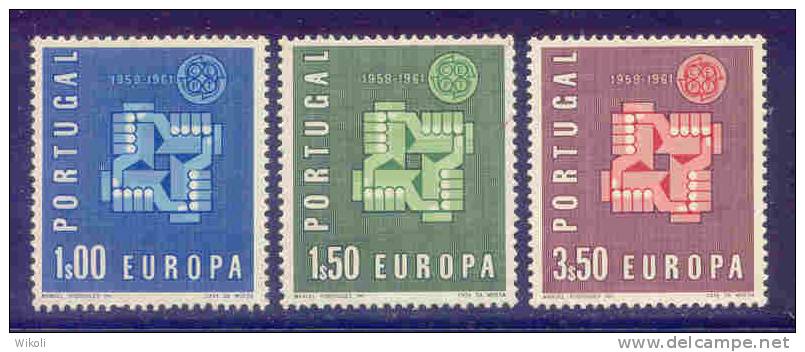 Portugal - 1961 Europa CEPT (Complete Set) - Af. 878 To 880 - MLH - Neufs