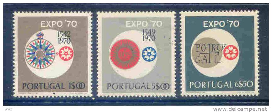 Portugal - 1970 Osaka Expo 70 (Complete Set) - Af. 1076 To 1078 - MLH - Nuovi