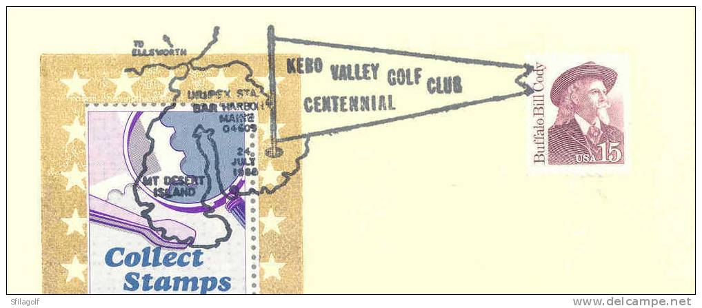 Cachet Golf - Golf Postmark - USA KEBO Valley Golf Club 1988 - Golf