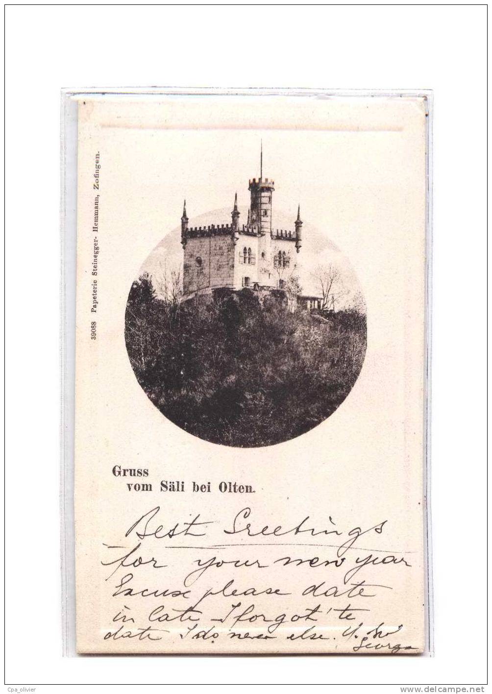 SUISSE Olten (environs) Gruss Vom Sali, Chateau, Ed Steinegger Hemmann 39088, 1901 - Olten