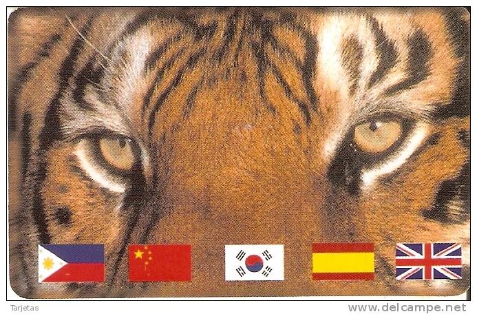 TARJETA DE ESPAÑA DE UN TIGRE CON DIFERENTES BANDERAS (TIGER) - Otros & Sin Clasificación