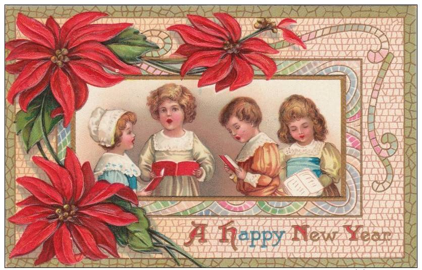 A HAPPY NEW YEAR SHOWING CHILDREN SINGING (GR1120) - New Year