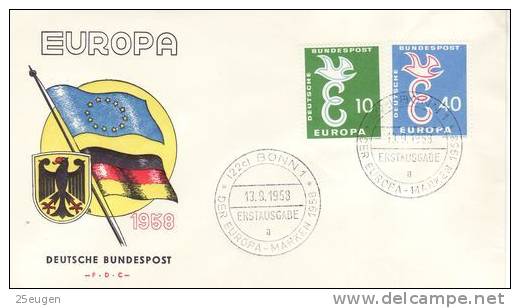 GERMANY 1958 EUROPA CEPT FDC / BONN 1 A / - 1958