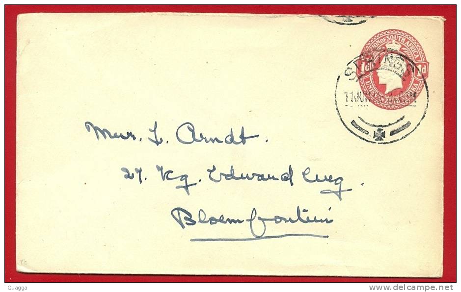 South Africa 1934. 1d KGV Postmark/cancel SPRINGS To Bloemfontein. - Cartas