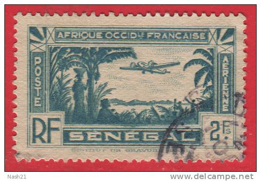 1935 - France - Afrique A.O.F - Sénégal - Aérien Type A  - 2 Frs Bleu - - Poste Aérienne