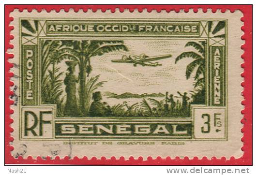 1935 - France - Afrique A.O.F - Sénégal - Aérien Type A  - 3 Frs Vert - - Poste Aérienne