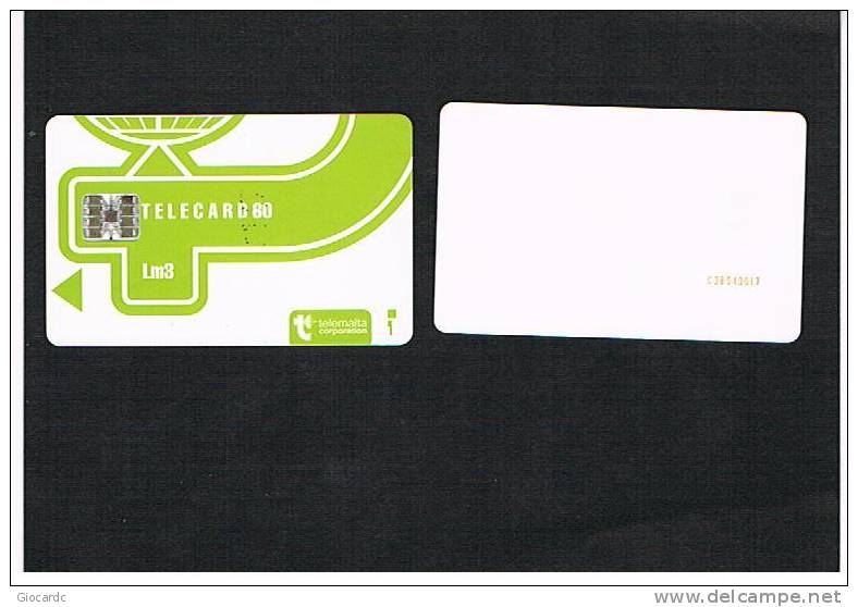 MALTA - TELEMALTA CORPORATION CHIP - LOGO GREEN LM 3 (CODE C3B + 6 FIGURES) - USED - RIF. 7820 - Malta