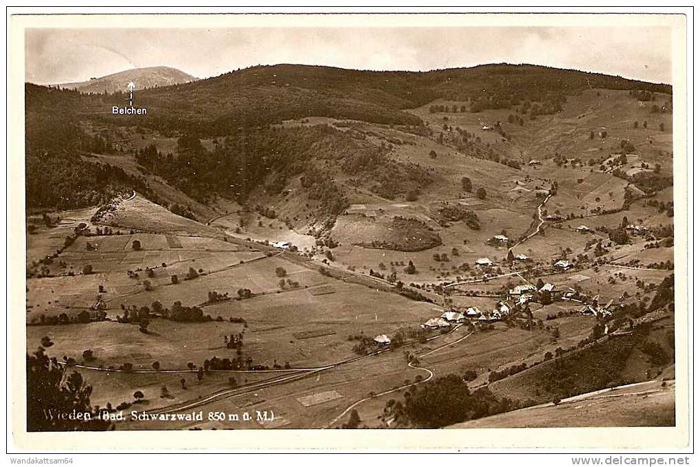 AK Wieden (Bad. Schwarzwald 850 M ü. M. 19 .7.33. 9-10 V. WIEDEN Nach Kirschroth Mit 1 X 6 Pf DEUTSCHES REICH "Hindenbur - Loerrach