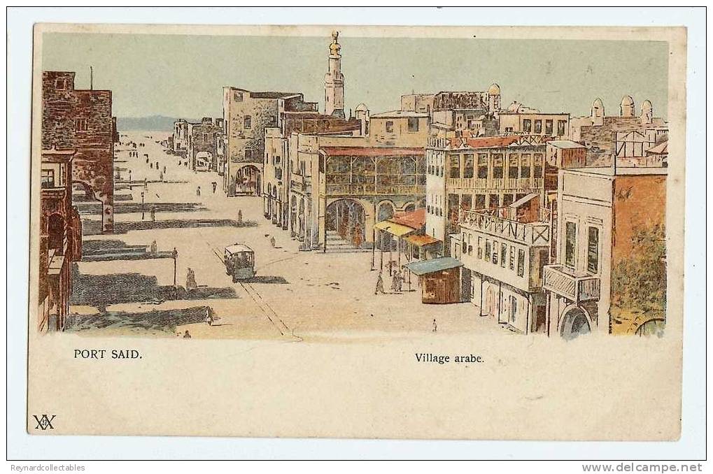 1900s Egypt Port Said Street View Litho Colour Ppc/cpa Unused - Other & Unclassified