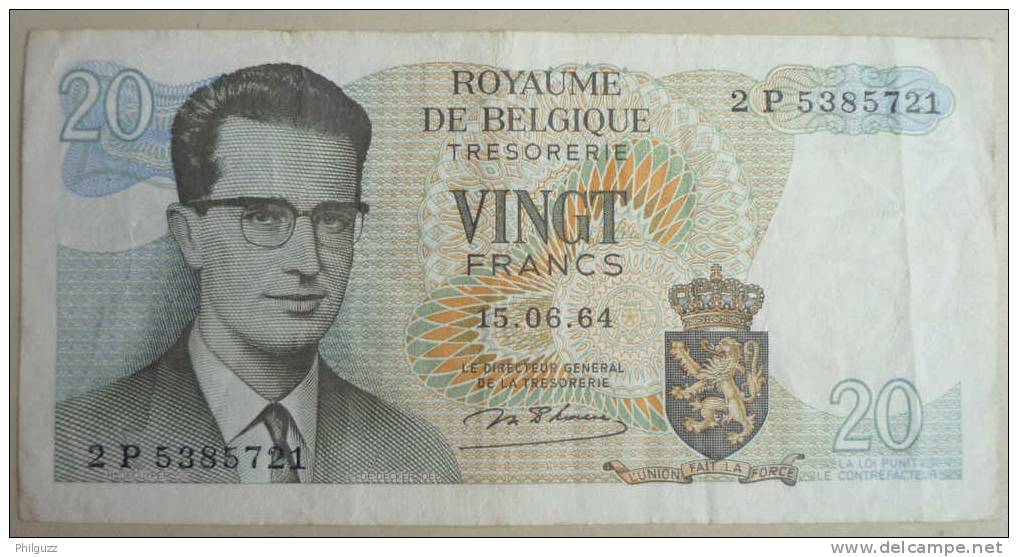 1964 BELGIUM BELGIQUE BAUDOUIN 20 FRANCS  2P 5385721 - [ 9] Collezioni